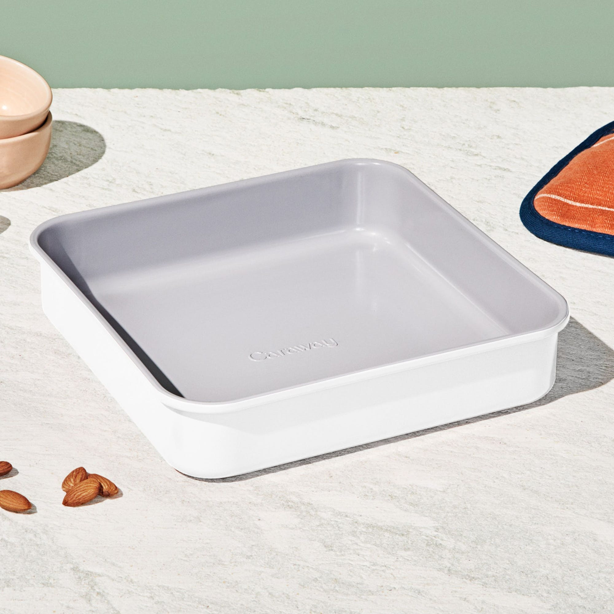 9"" Square Pan In White | Non-Stick, Non-Toxic, Easy To Clean, Scratch Resistant Ceramic Bakeware | Oven Safe & Durable | Caraway | Caraway