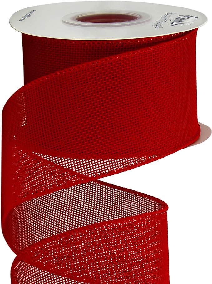 Ribbli Red Burlap Wired Ribbon,2-1/2 Inch x 10 Yard,Cross Royal Burlap Wired Edge Ribbon for Big ... | Amazon (US)