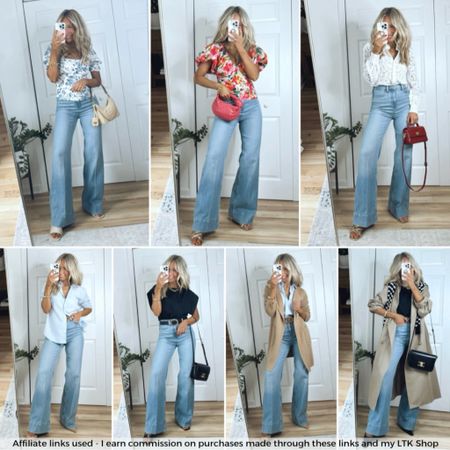 Spring outfits with wide leg jeans!