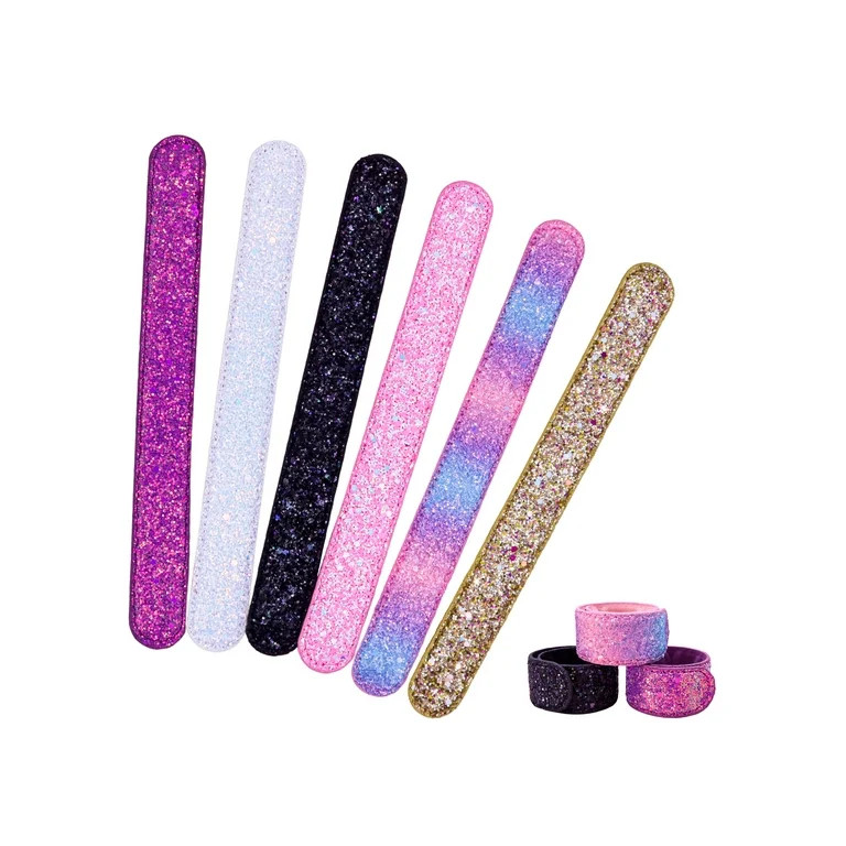Frog Sac 6 Glitter Slap Bracelets for Girls, Sparkly Snap Bracelet for Kids | Walmart (US)