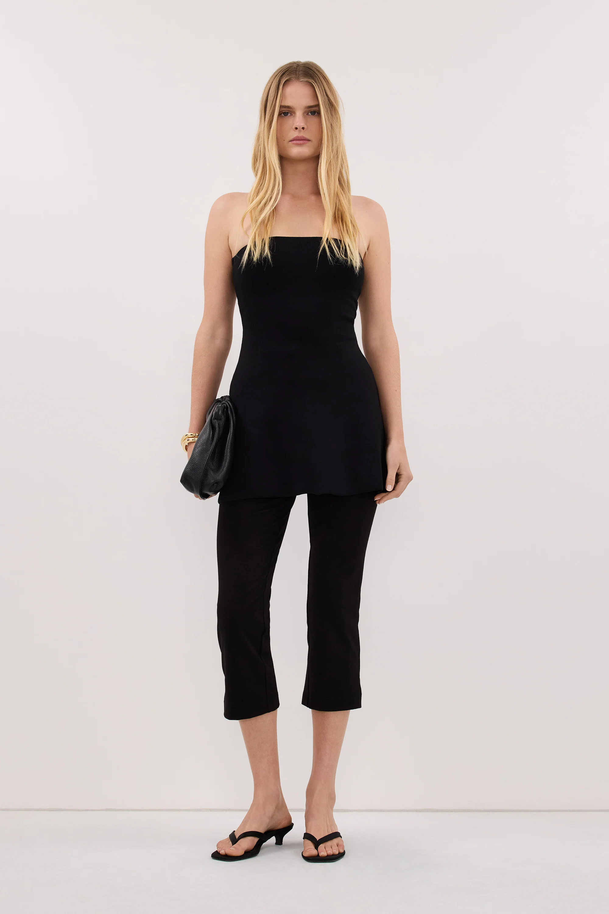 COCO BLACK LONGLINE BANDEAU TOP | DISSH