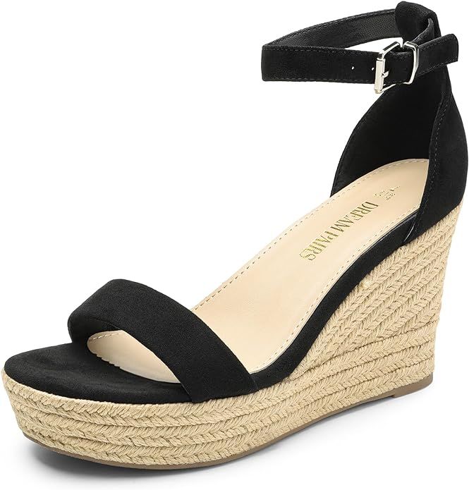DREAM PAIRS Women's Open Toe Espadrilles Wedge Sandals, Comfortable Adjustable Ankle Strap 3.6 In... | Amazon (US)