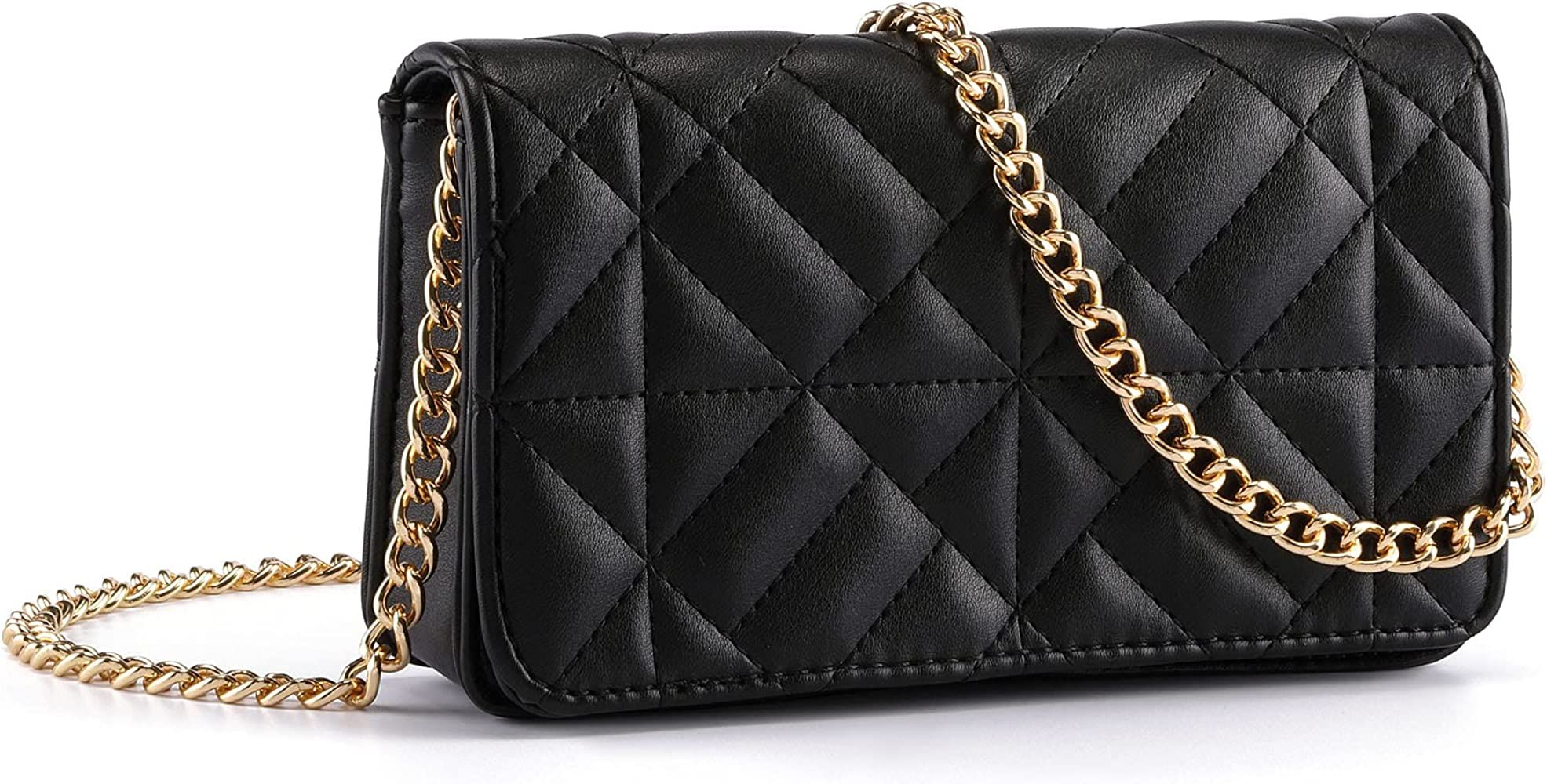 Small Quilted Crossbody Bags for Women Shoulder Bag Clutch Purses Handbags with Gold Chain | Amazon (US)