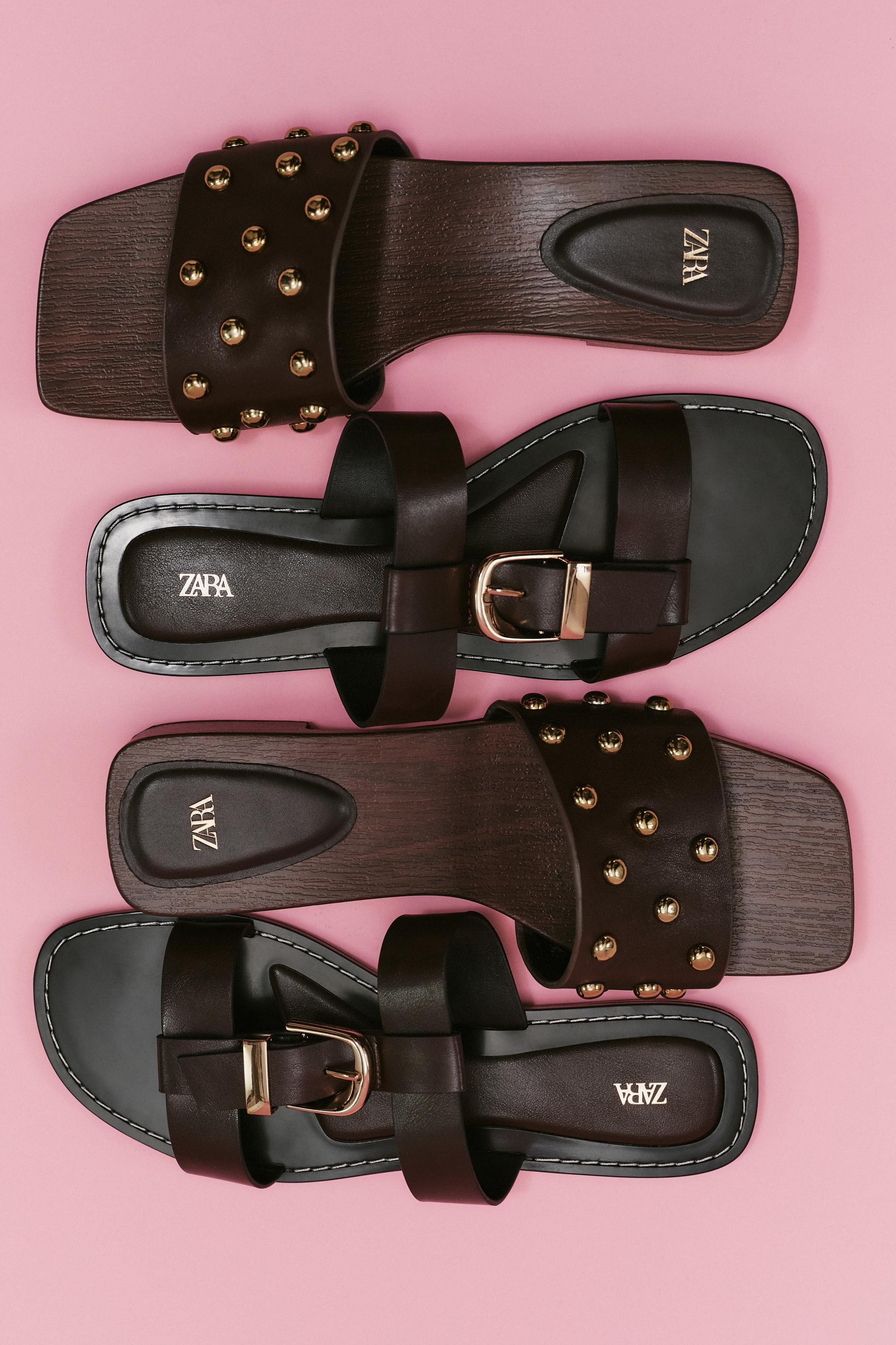 DOUBLE STRAP BUCKLE FLAT SANDALS | Zara US