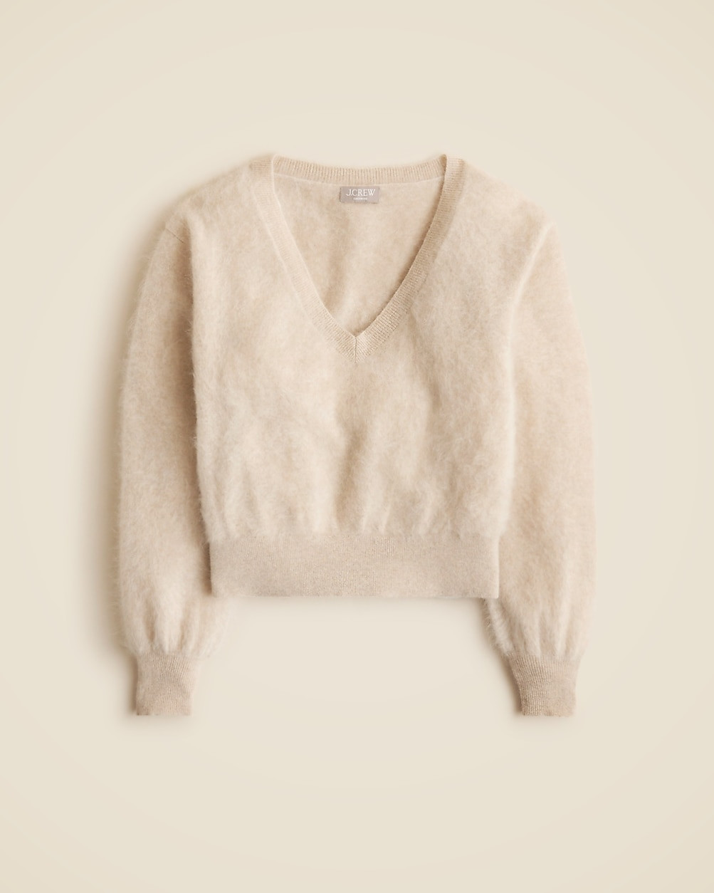 Brushed cashmere cropped V-neck sweater | J. Crew US