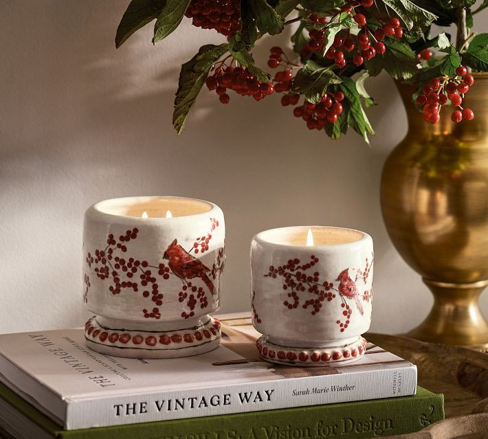 Red Cardinal Ceramic Candle - Cranberry Pomegranate | Pottery Barn (US)
