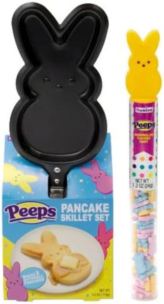 PEEPS Bunny Skillet with Buttermilk Pancake Mix & PEEPS Marshmallow Candy Tube Topper Easter Bask... | Amazon (US)