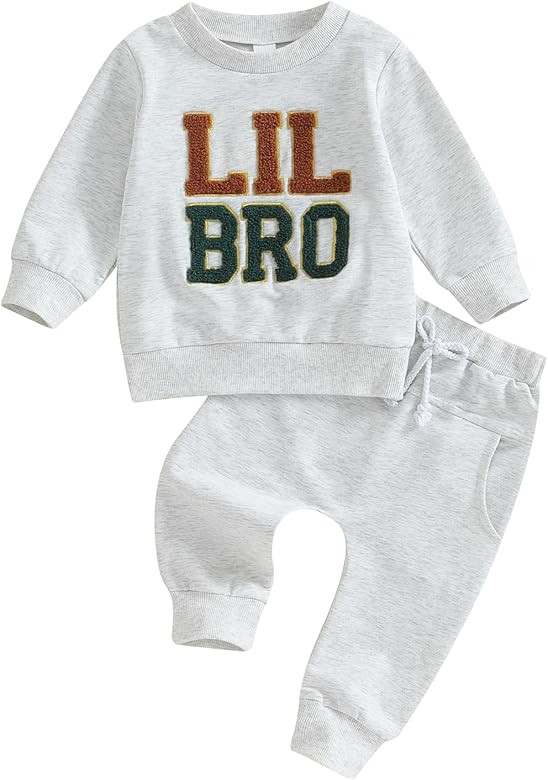 Karuedoo Big Brother Little Brother Matching Outfits Toddler Baby Boy Big Bro Lil Bro Embroidery ... | Amazon (US)