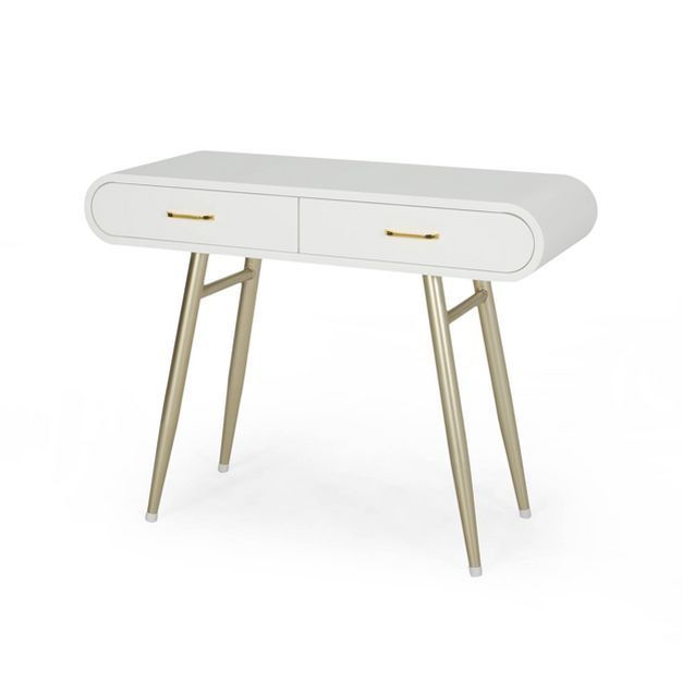 Dehaviland Modern Wood Vanity Table White/Champagne Gold - Christopher Knight Home | Target