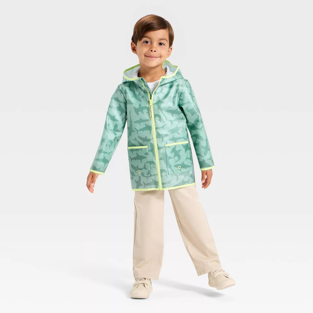 Toddler Boys' Shark Translucent Rain Jacket - Cat & Jack™ Green 12M | Target