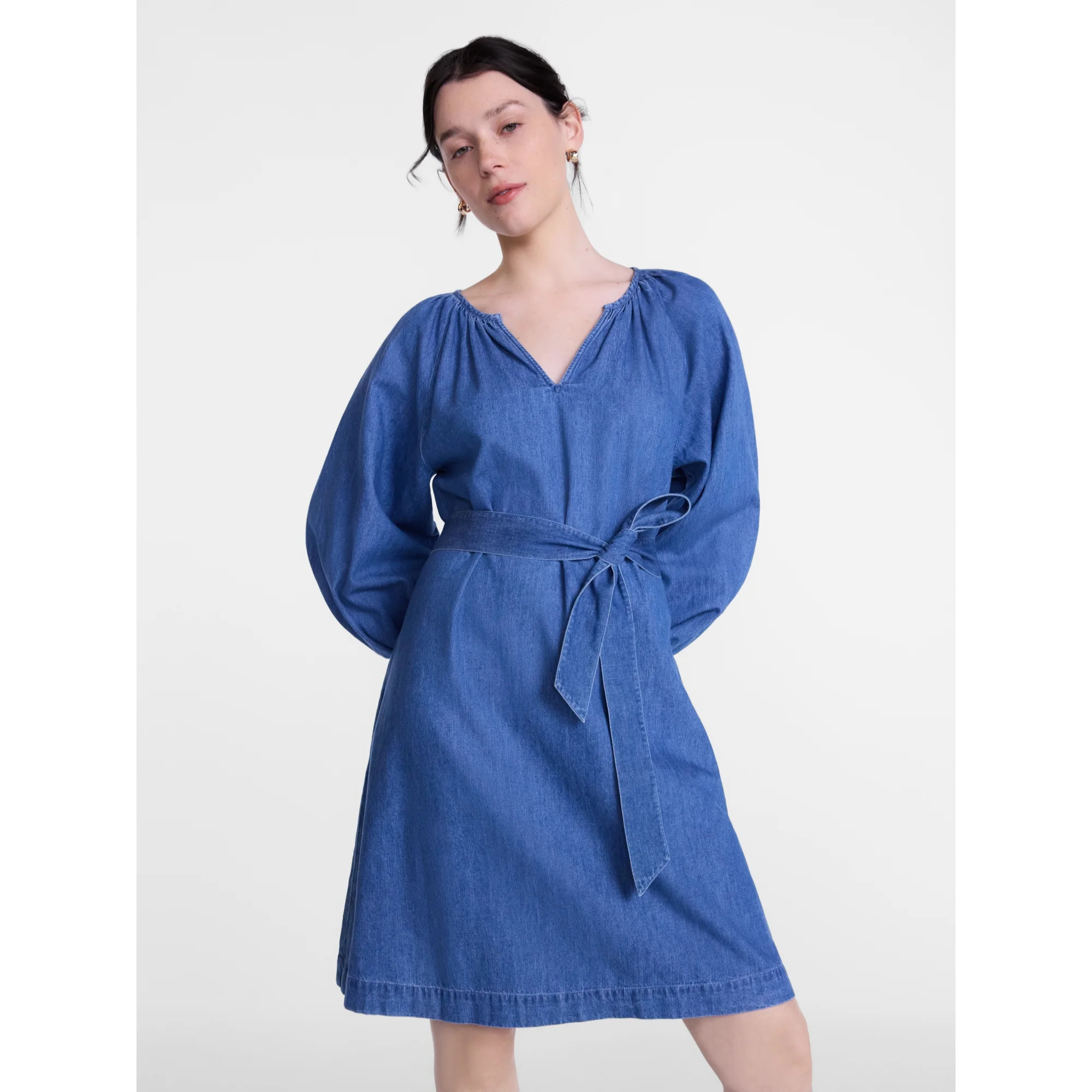 Scenario Women's and Women's Plus Mini Dress with Long Balloon Sleeves, Sizes XS-4X | Walmart (US)