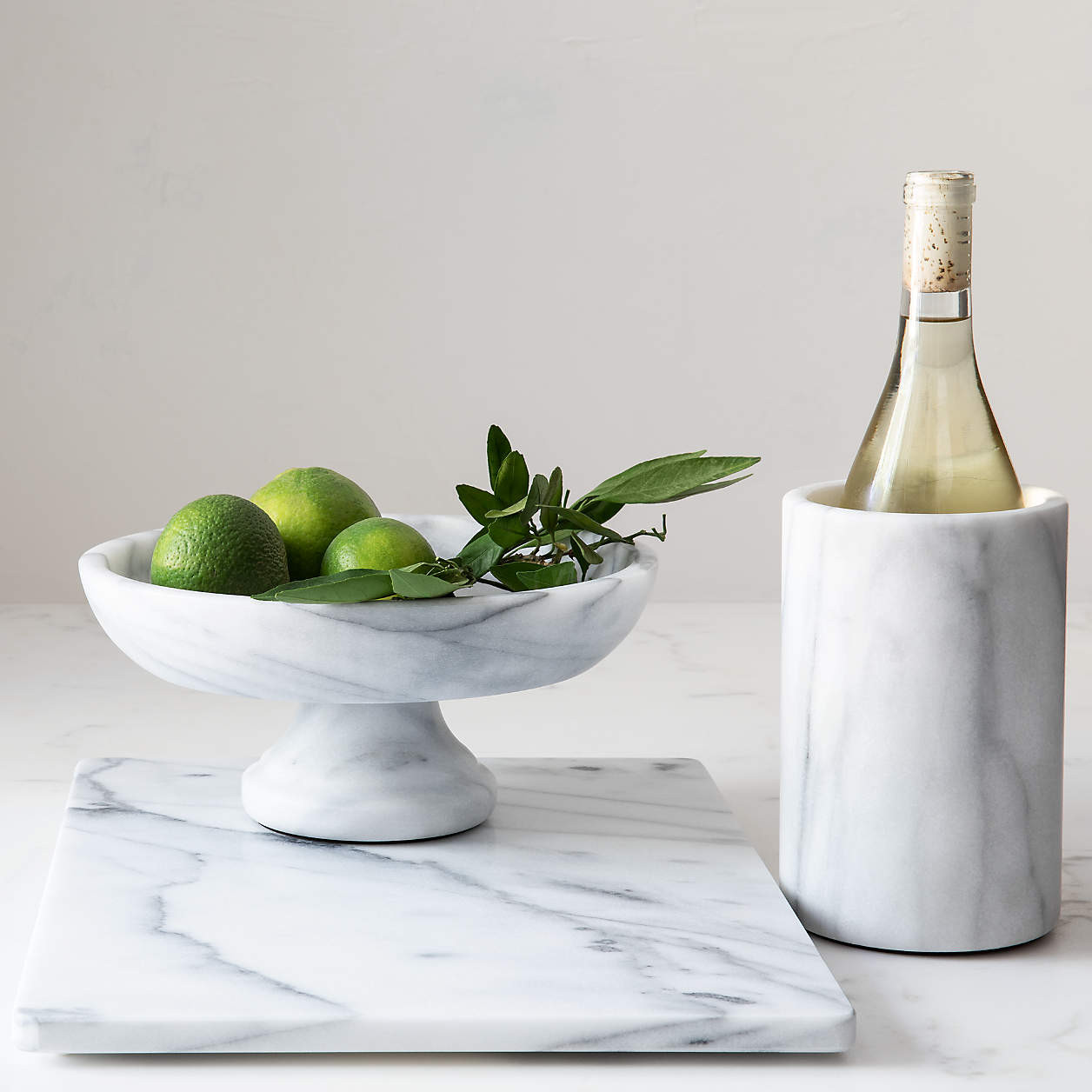 French Kitchen White Marble Wine Cooler + Reviews | Crate & Barrel | Crate & Barrel