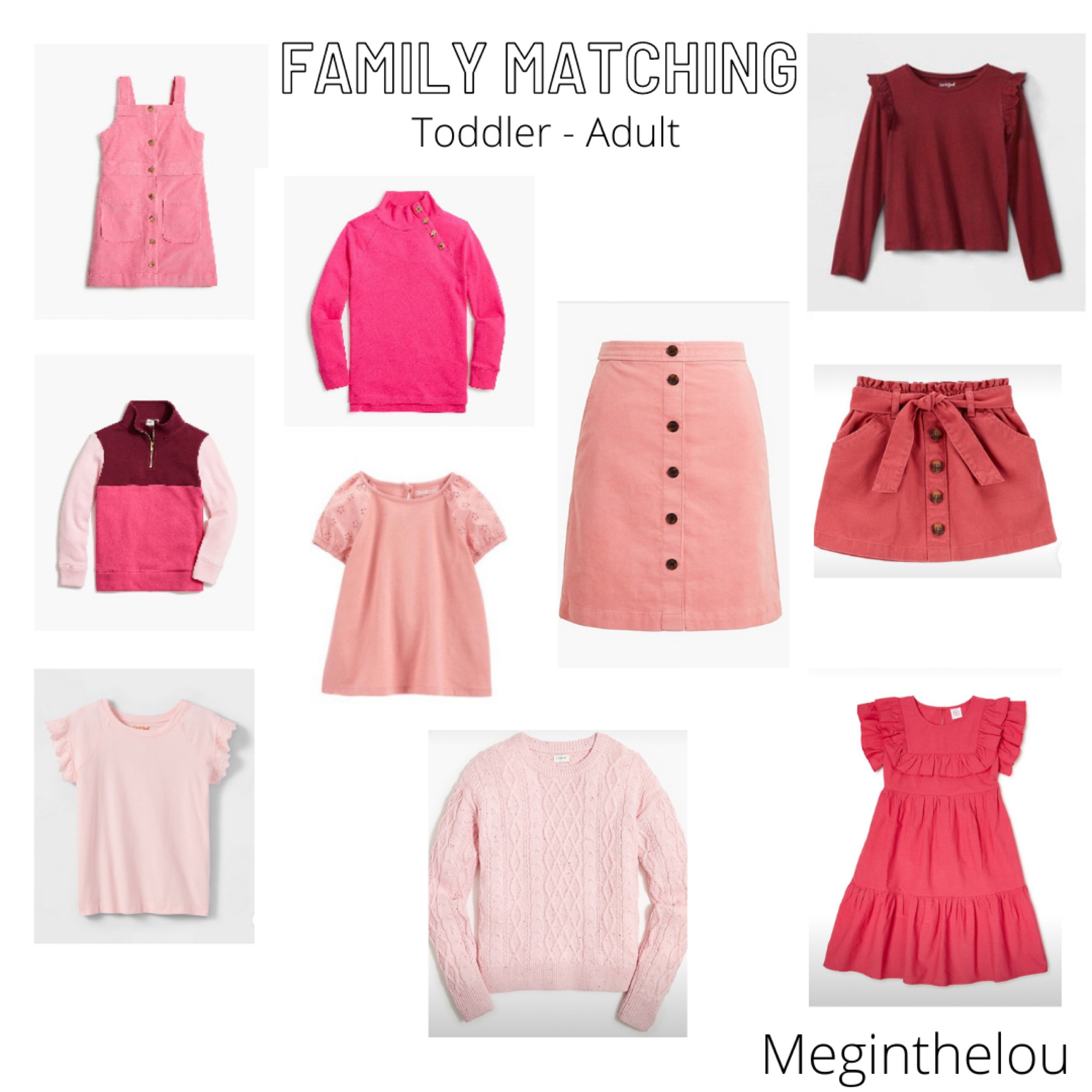 Matching pieces starting at $7 

#LTKunder25 #LTKunder50 #target #targetfinds #amazon #amazonfinds #jcrewfactory #salefinds #oshkosh #LTKkids #toddler #toddlergirl #pink #matching #familymatching 

#LTKSeasonal #LTKfamily #LTKstyletip