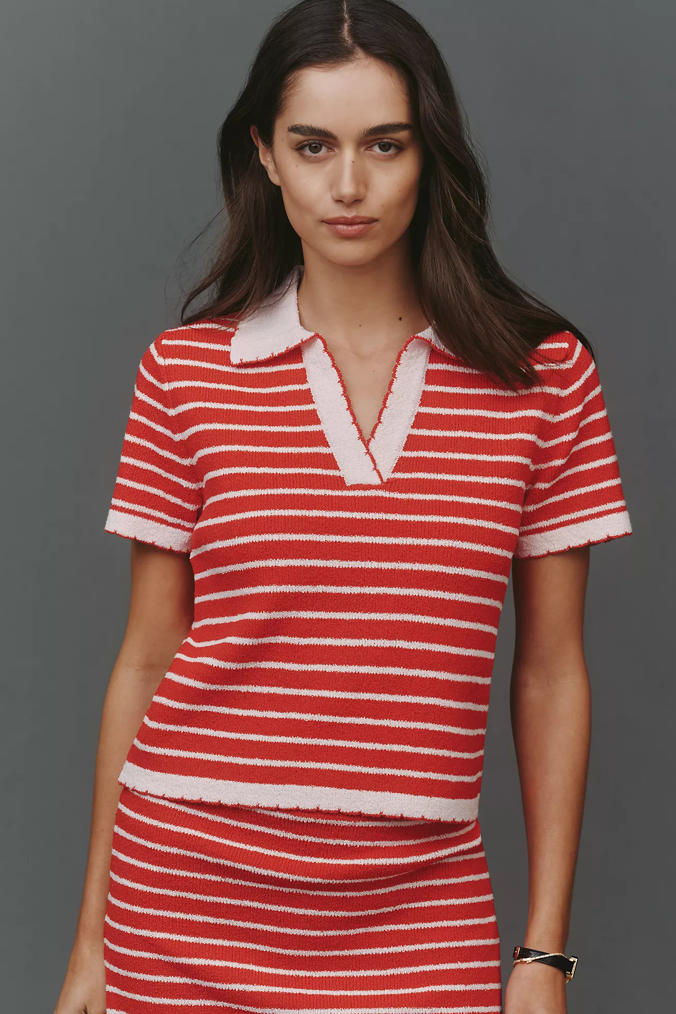English Factory Short-Sleeve Striped Top | Anthropologie (US)