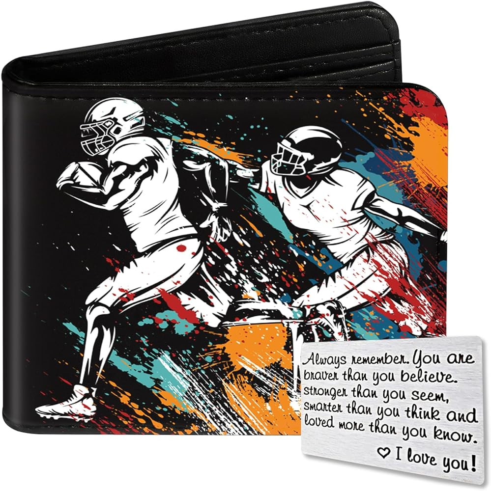 Teen Boys Wallet, Cool Football Wallets for Kids Son 9-12/8-10/8-12 with Wallet Card, Funny Leath... | Amazon (US)
