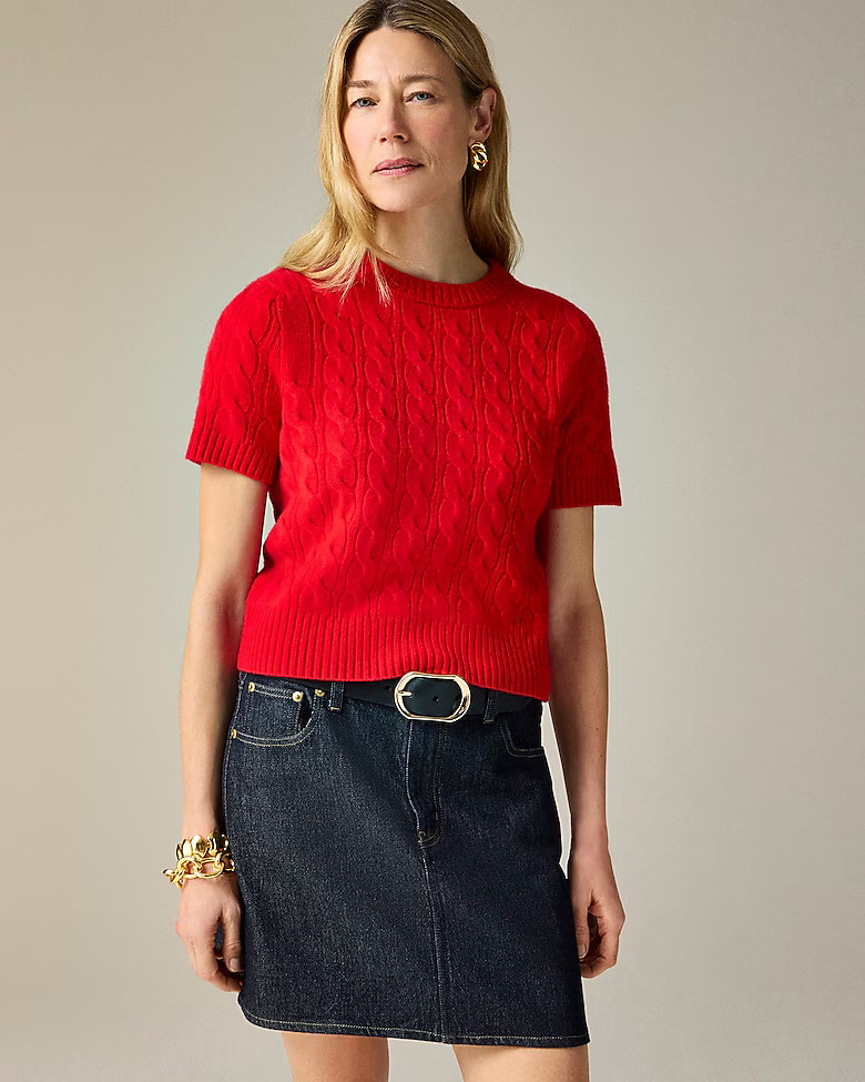 Cashmere cable-knit T-shirt | J. Crew US