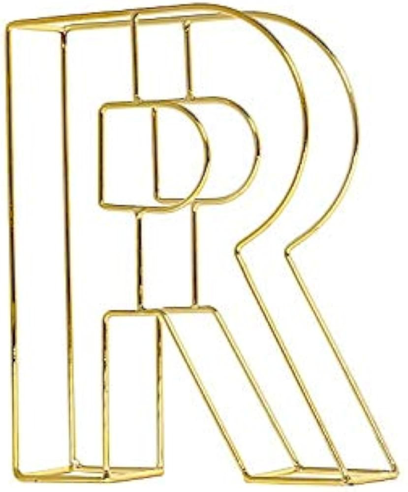 BalsaCircle 8-Inch tall Gold R Metal 3D Wire Alphabet Number Sign Home Wedding Reception Party Ba... | Amazon (US)