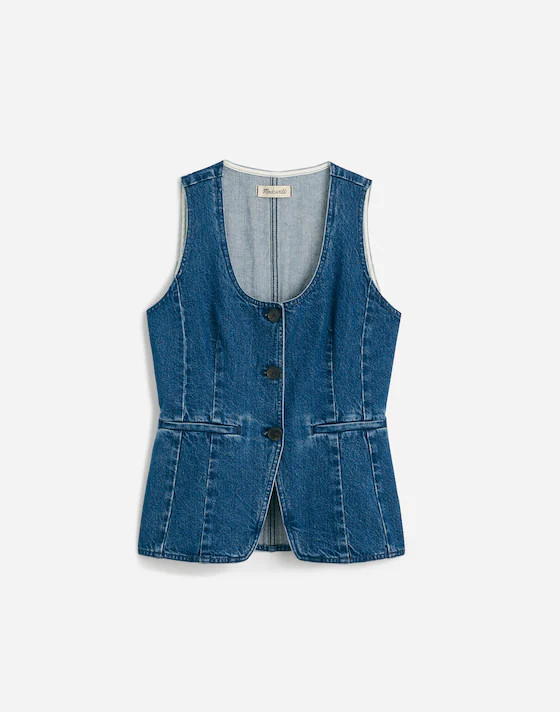 Denim Scoopneck Cutaway Vest in Dowe Wash | Madewell | Madewell