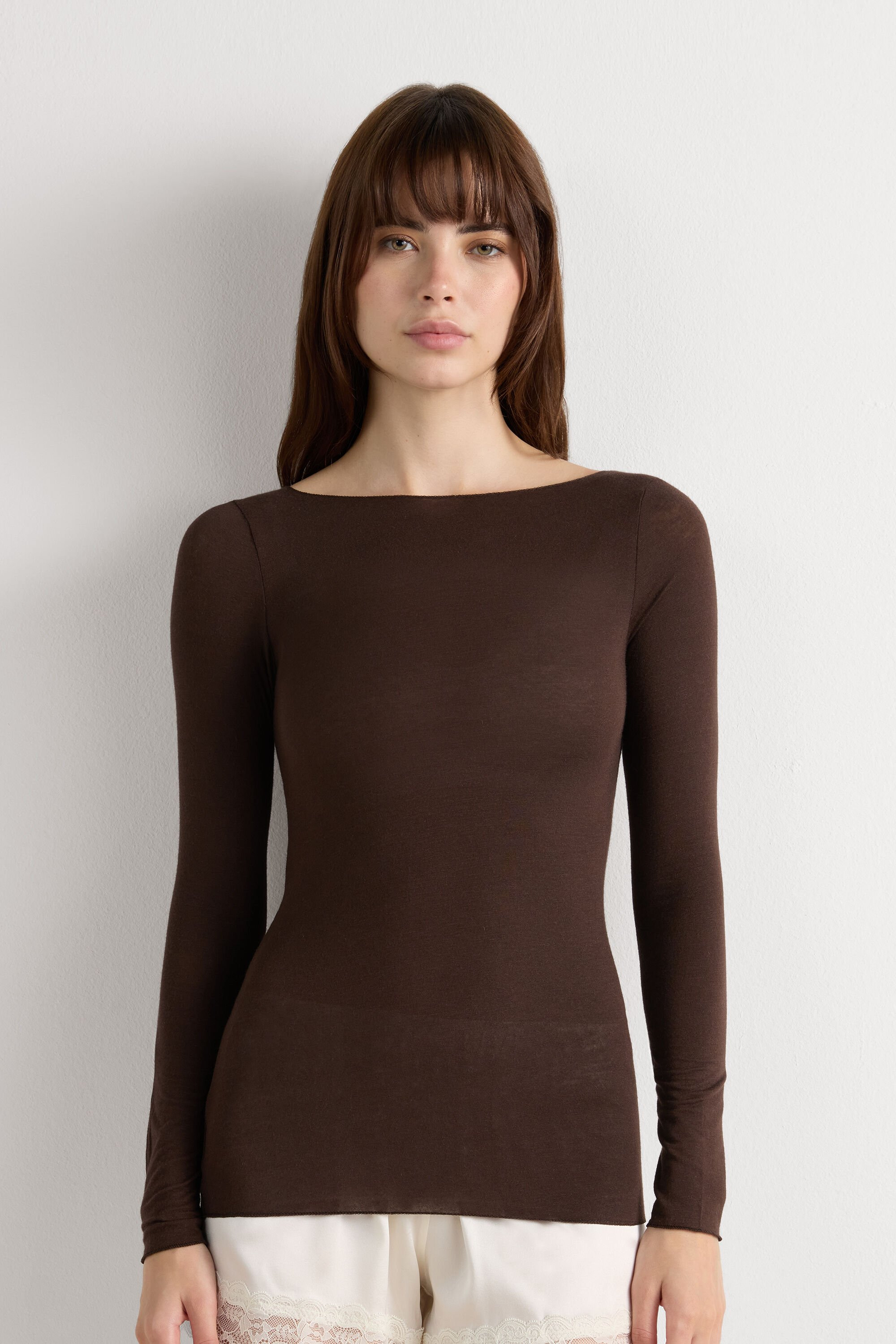 Sheer Cashmere Boat Neck Shirt | Intimissimi | Intimissimi (US)