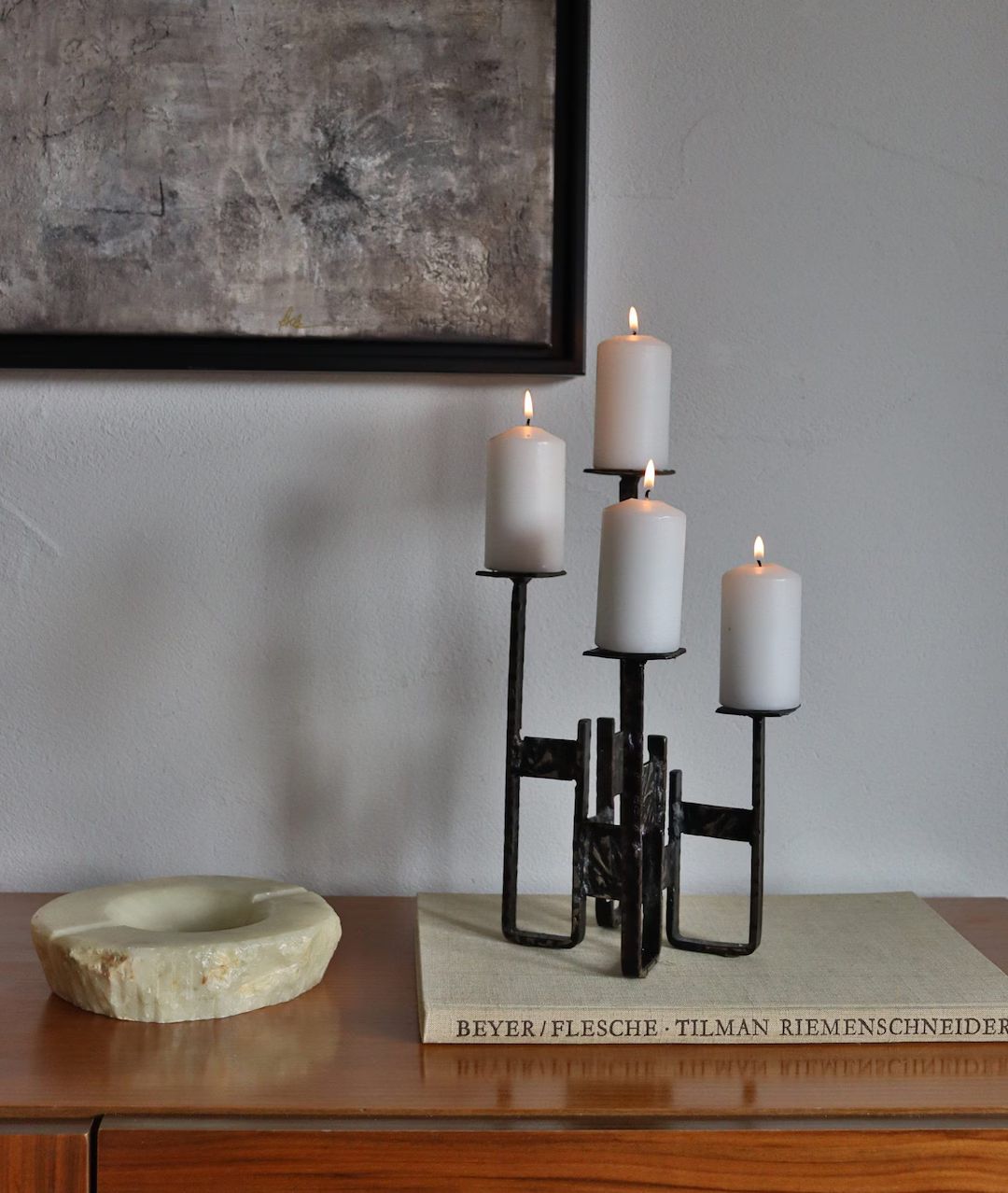 Brutalist Mid Century Modern 1960's Candlestick Handmade Wrought Iron Craftsmanship Germany - Ets... | Etsy (US)