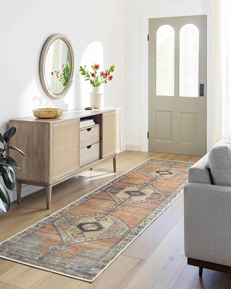 Medinah Machine Washable 2'7" x 7'3" Runner Rug, Kitchen Hallway Runner - Waterproof - Pet & Chil... | Amazon (US)