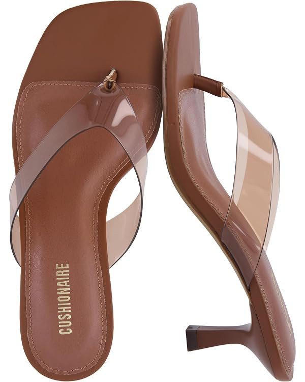 CUSHIONAIRE Mezzo Clear Strap Kitten Heels for Women, Square Toe Flip Flop Sandal Heels with Memo... | Amazon (US)