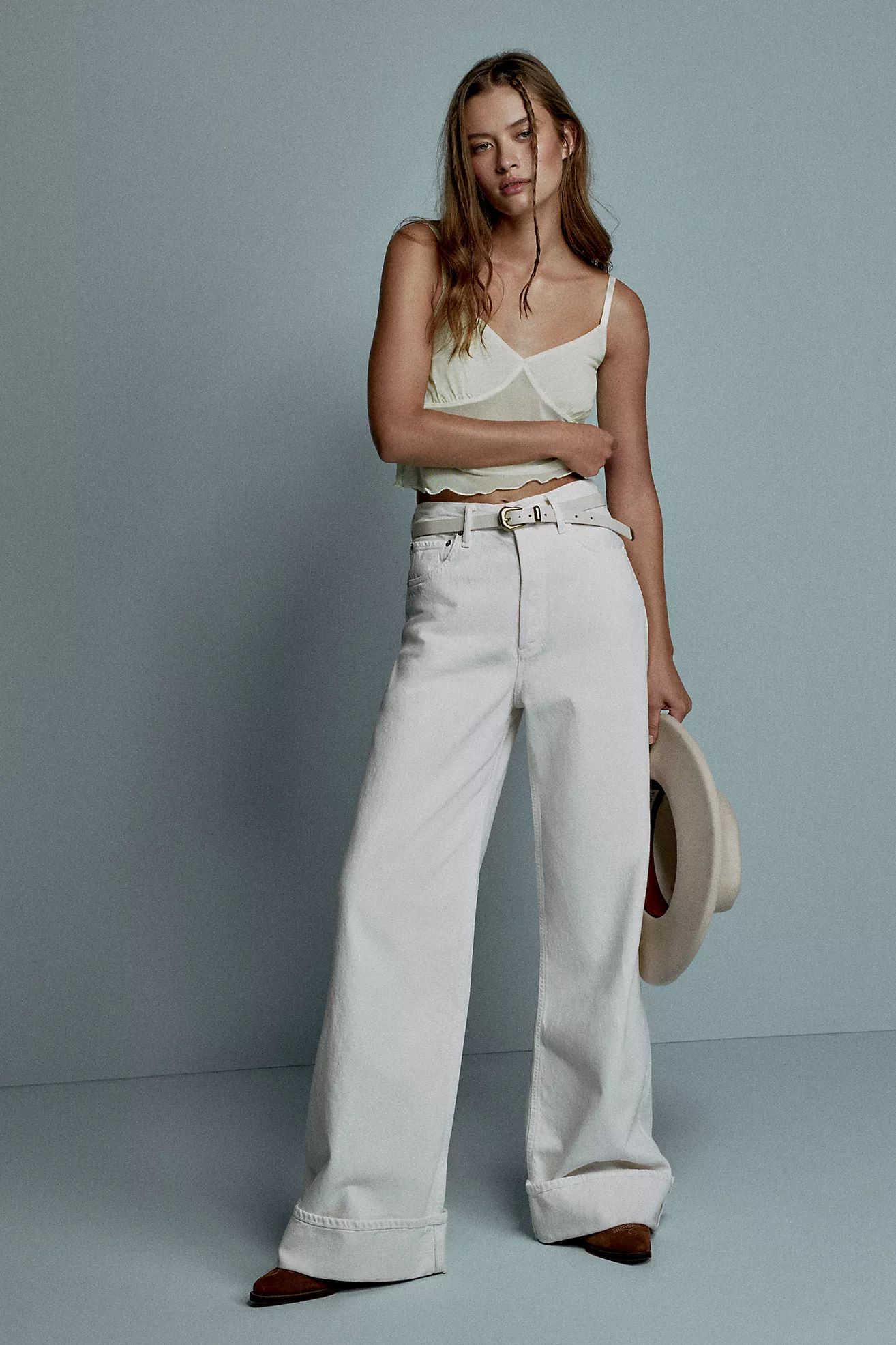 AGOLDE Dame High-Rise Cuffed Wide-Leg Jeans | Anthropologie (US)