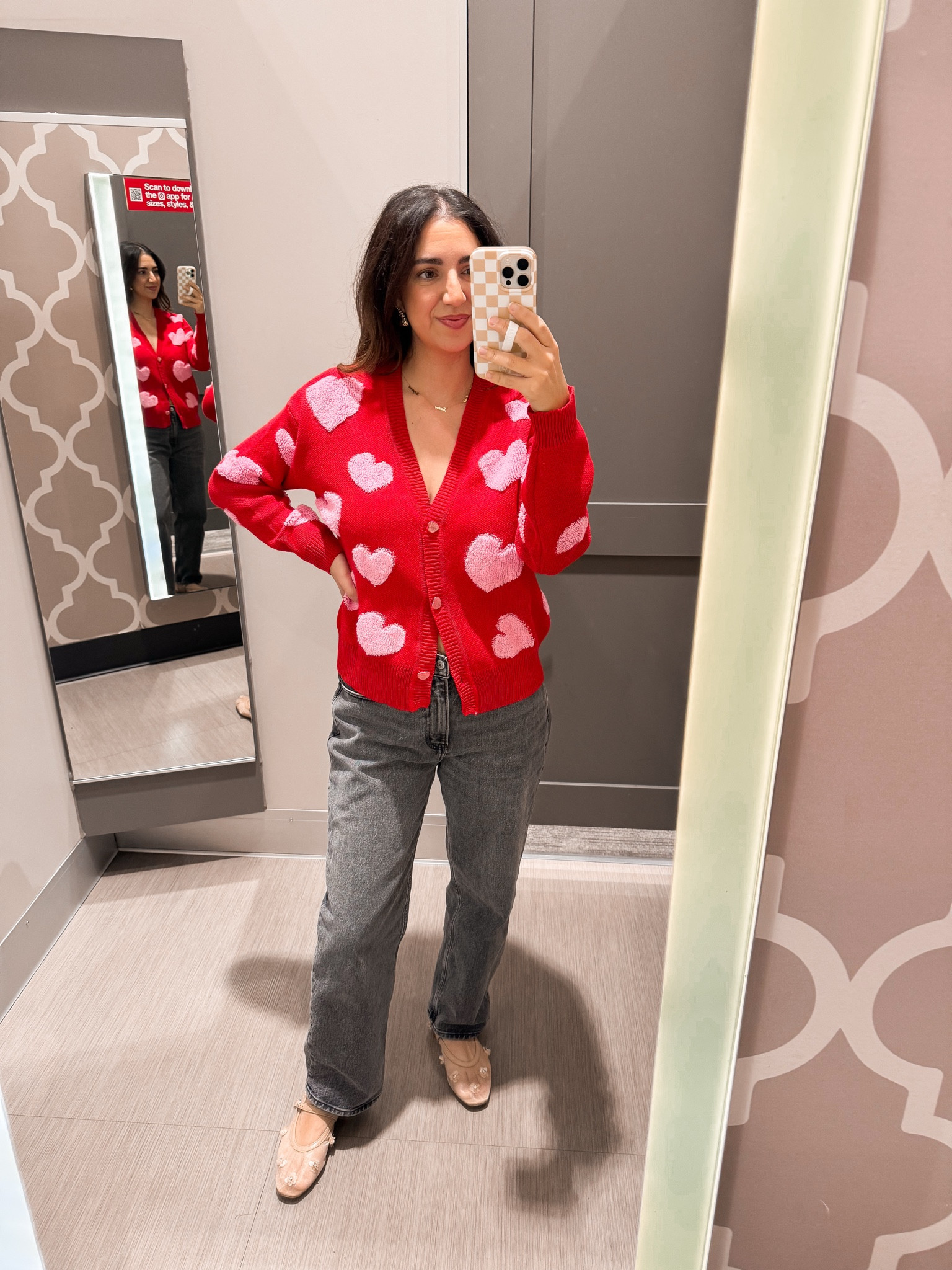 Love this red and pink hearts cardigan that is perfect for a casual valentines outfit when worn w jeans ❤️🩷 if you want to elevate it you could always style it with a fun skirt and heels! I’m wearing a size medium in the cardigan & size 9 in the mesh ballet flats (sized down half a size in them) 

Valentines inspo, valentines outfit, valentines outfit inspo, valentines sweater, love sweater, target finds

#LTKFindsUnder50 #LTKSeasonal #LTKStyleTip