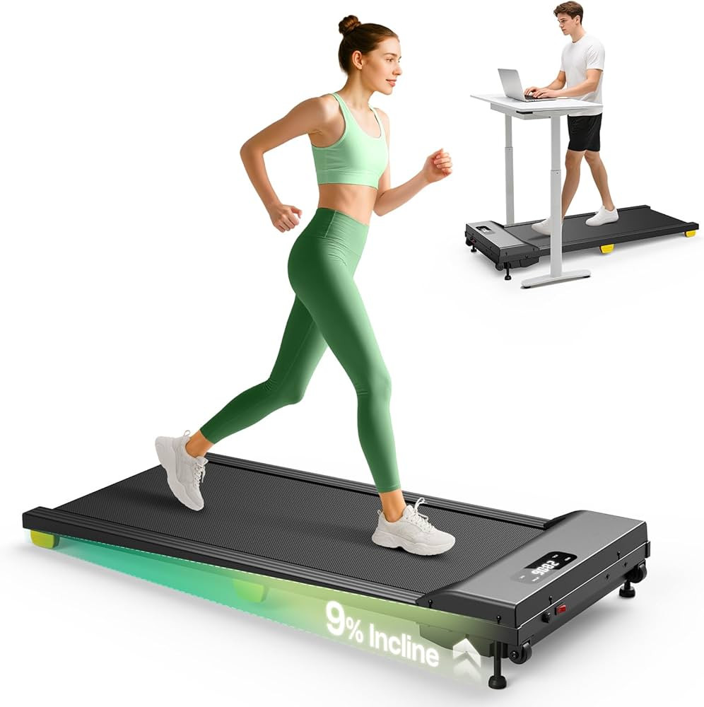UREVO Walking Pad with Incline, 9% Incline Portable Under Desk Treadmill, 2.5 HP Walking Treadmil... | Amazon (US)