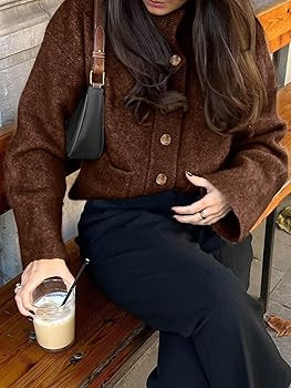 Cicy Bell Womens Chunky Knit Cardigan Sweaters Button Down Mock Neck Open Front Jacket Winter Cas... | Amazon (US)