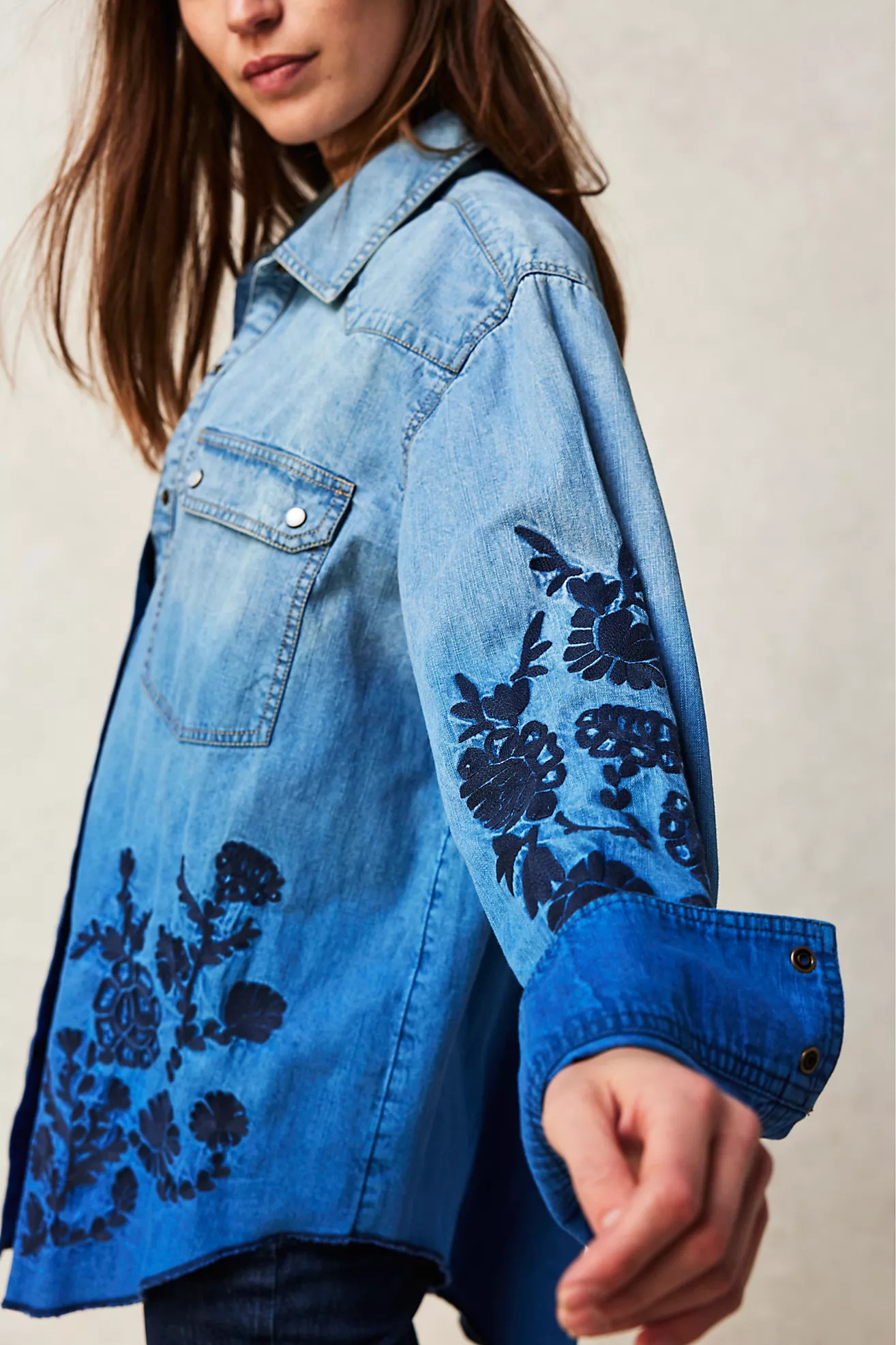 Deep Sea Embroidered Shirt | Free People (Global - UK&FR Excluded)