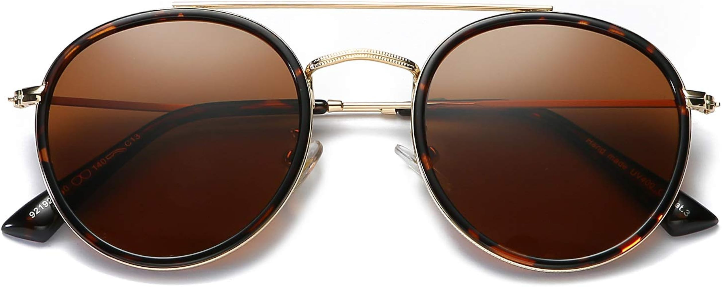 Small Round Double Bridge Sunglasses For Women Men Polarized 100% UV Protection | Amazon (US)