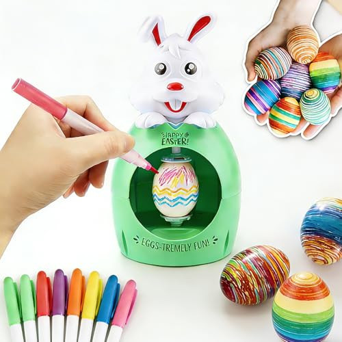 Zappido Easter Egg Decorating Kit for Kids, 10Pcs Cute Bunny Egg Decorator Rotator Gifts Crafts with 8 Coloring Markers for Party Supplies, Birthday, Egg Hunt Game | Amazon (US)