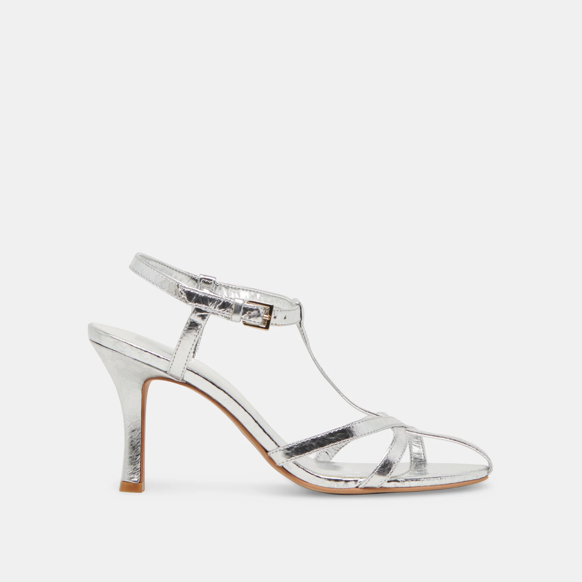 LIANE HEELS SILVER DISTRESSED LEATHER | DolceVita.com