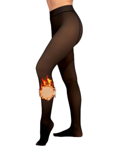 HUE Women's Fleece Lined Tights Sheer, Black, Small-Medium | Amazon (US)