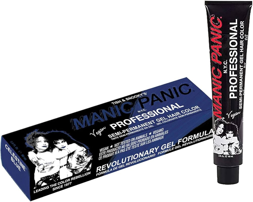 MANIC PANIC Professional Color Celestine Blue - Deep Indigo Blue Semi Permanent Gel Hair Dye - La... | Amazon (US)