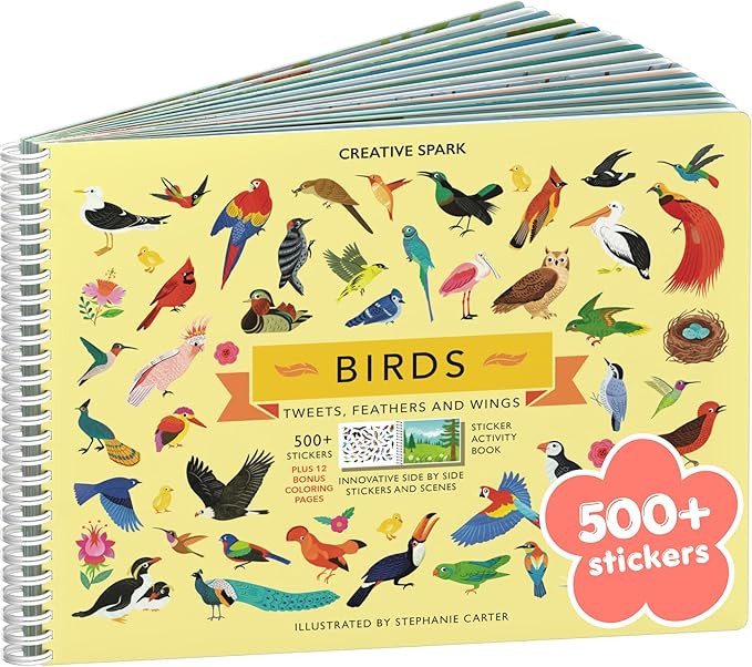 Cupkin Bird Sticker Book Activity for Kids, Toddler Airplane Travel Essentials, 500+ Parrot Stick... | Amazon (US)