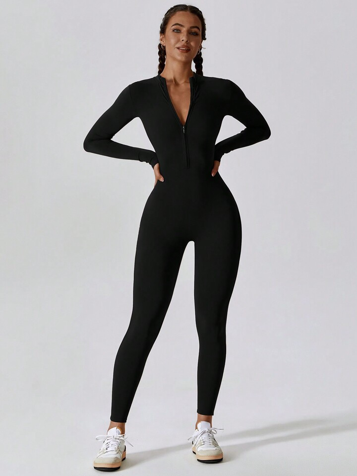 MASKERT Women's Long Sleeved Tight Fitting Jumpsuit Pants With High Elasticity, Sports Yoga Pants... | SHEIN