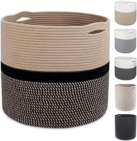 MicroIdeas Large Storage Basket 15.8x13.8in, Blanket Baskets, Cotton Rope Woven Baskets, Toy Bin,... | Amazon (CA)