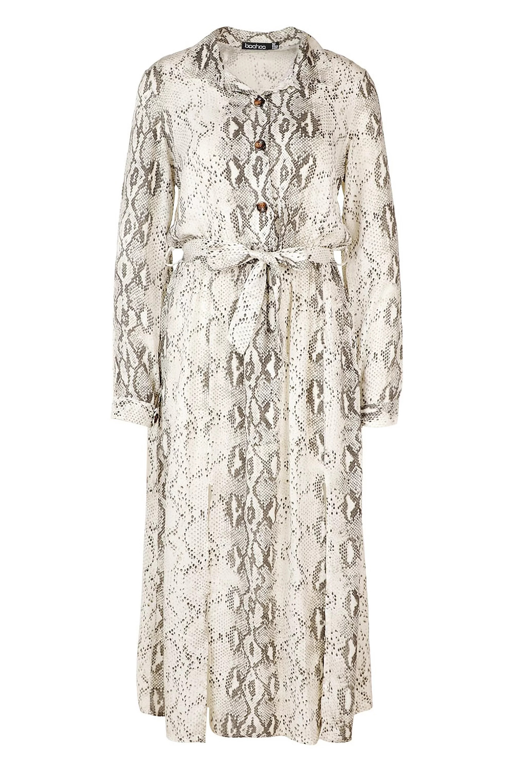 Snake Tie Belt Split Detail Midi Dress | Boohoo.com (US & CA)