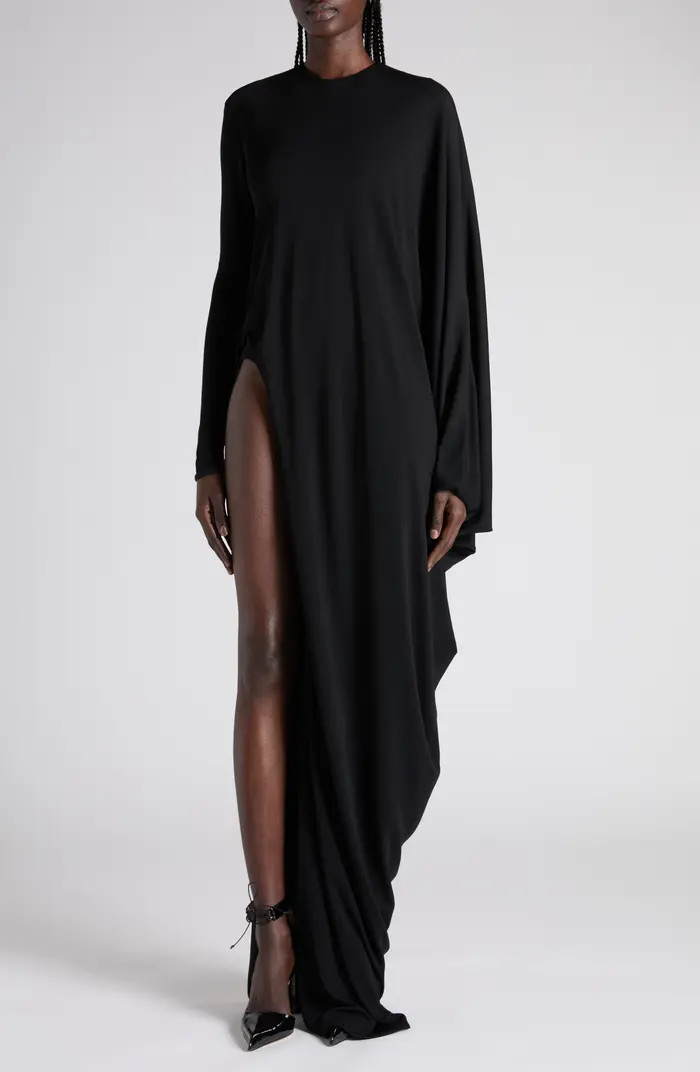 Cutout Draped Long Sleeve Jersey Gown | Nordstrom