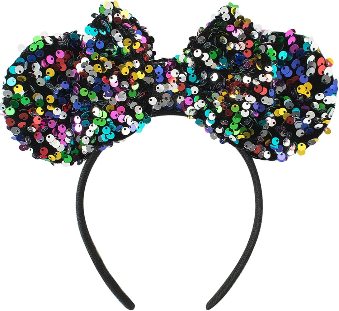 KARETT Sequins Mouse Ears Headband With Glitter Bow Cosplay Costumes Princess Party Decorations F... | Amazon (US)