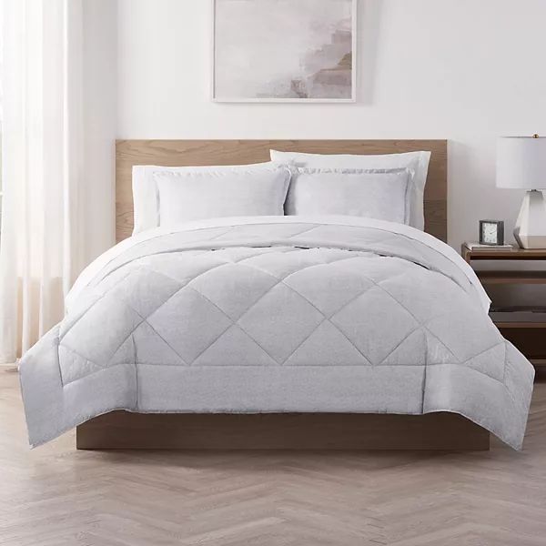Serta SuperSoft Washed Solid to Print Cooling Comforter Set with Shams | Kohl's