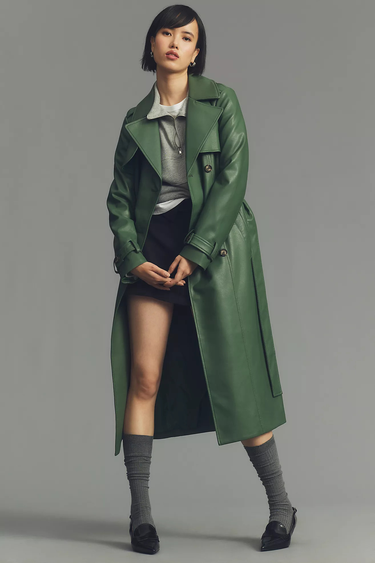 Noize Albina Faux Leather Trench Coat | Anthropologie (US)