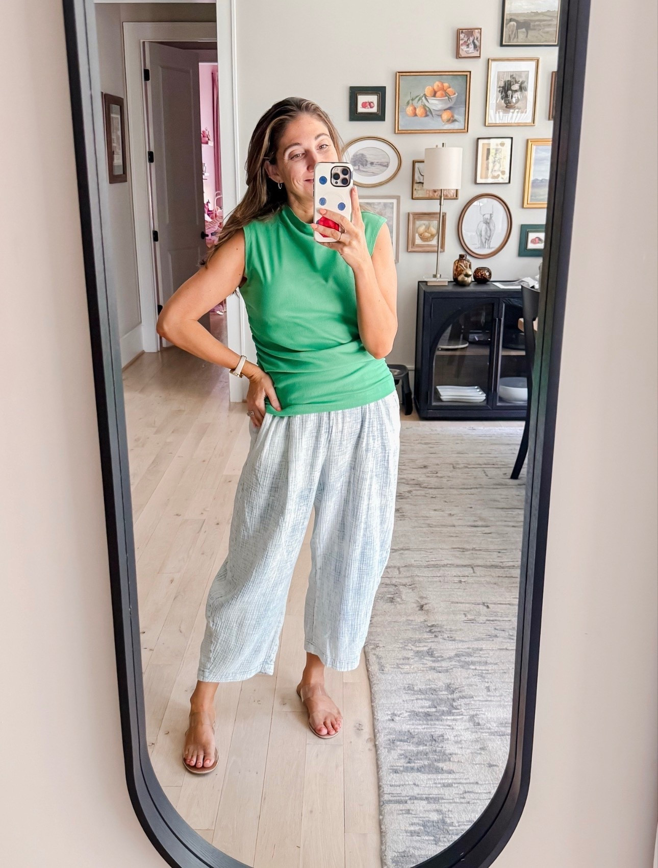 Annnnnnnnd the we had a day in the 90s! Gorgeous but too hot! Yes, I’m complaining on the cold day and the hot day because I’d love a couple of crisp cool spring days before jumping into summer! Is that so wrong? Top M / Chambray pants L / Slides tts 

#LTKSeasonal #LTKgrwm #LTKootd