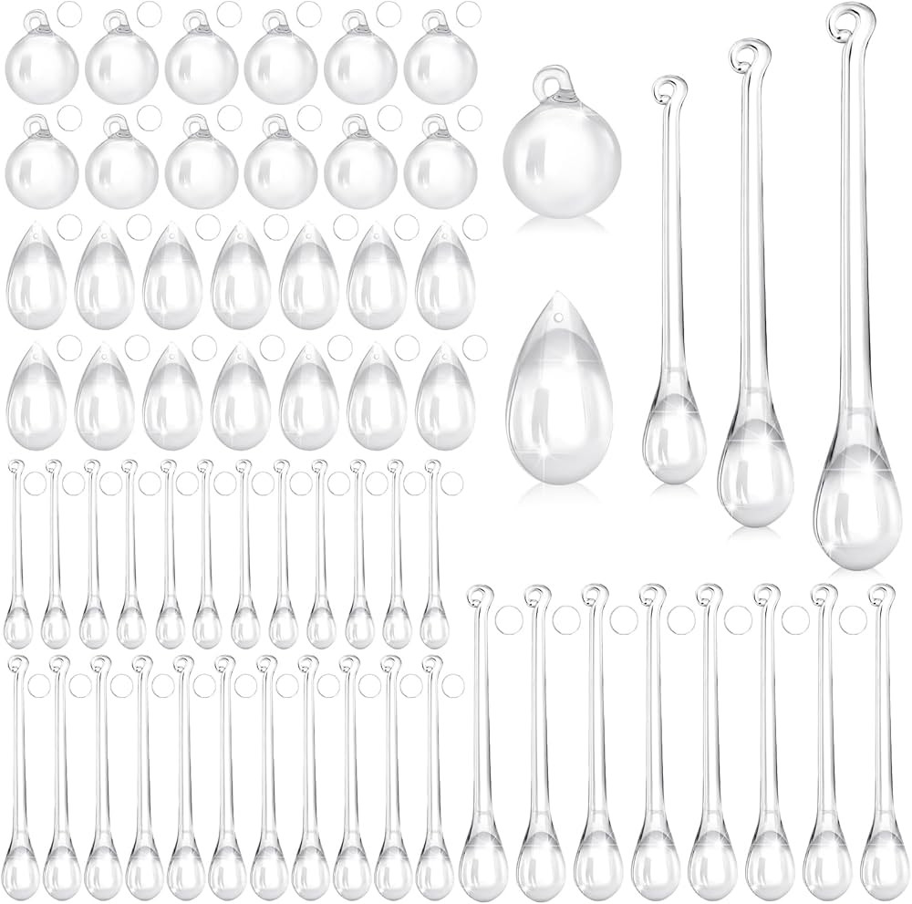 Crystal Teardrop Chandelier set: 100 Pieces 5 styles Christmas Crystals Ornaments for Christmas T... | Amazon (US)