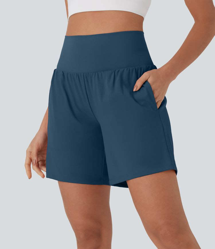 Women’s SoftlyZero™ Airy Super High Waisted 2-in-1 Cool Touch Yoga Shorts 7" with Pockets - H... | HALARA