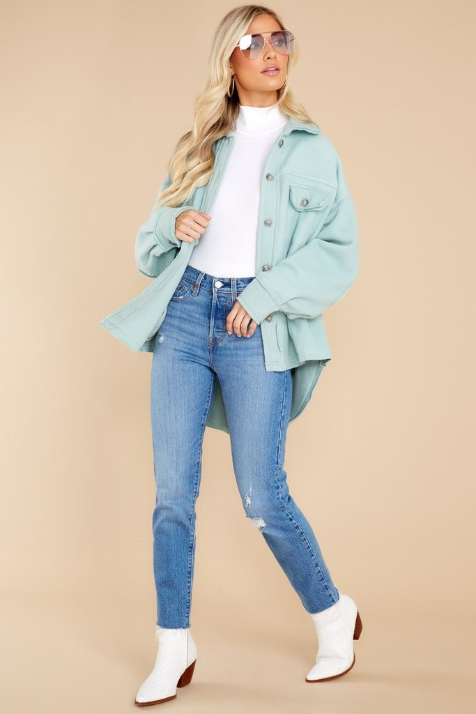 Warm My Heart Mint Shacket | Red Dress 