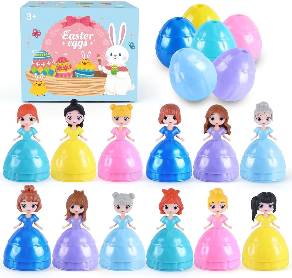 12 PCS Princess Prefilled Easter Eggs, Easter Basket Stuffer,Hunt Gifts for Kids, Classroom Prize... | Amazon (US)