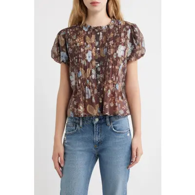 Rails Pepper Pintuck Puff Sleeve Top in Willow at Nordstrom, Size X-Small | Nordstrom